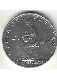 1965 -Anno III - Lire 1 Temperantia Fior di Conio Paolo VI 